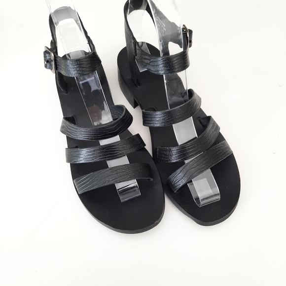 LITTLE BURGUNDY Black Strappy  Buckle Sandals - Picture 2 of 7